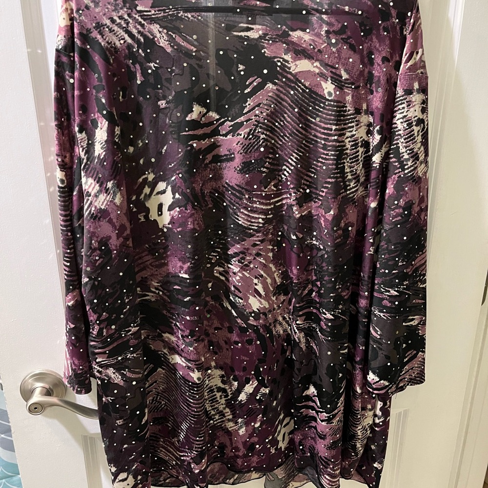 Essentials Purple And Black Patterned Blouse - image 3